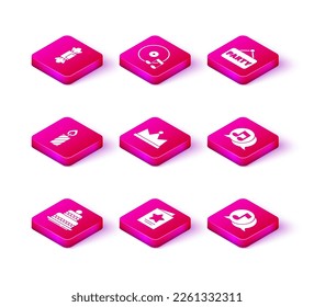 Set Cake, Greeting card, Birthday cake candles, Crown, Musical note speech bubble, Signboard party and Vinyl disk icon. Vector
