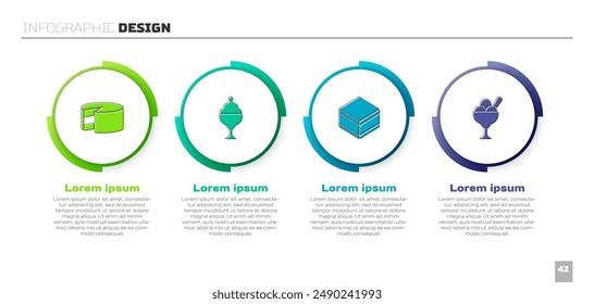 Set Cake, Ice cream in bowl, Brownie chocolate cake and . Business infographic template. Vector