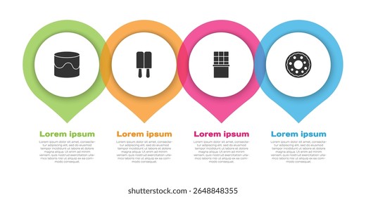 Set Cake, Ice cream, Chocolate bar and Donut. Business infographic template. Vector