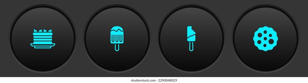 Set Cake, Ice cream,  and Cookie or biscuit icon. Vector