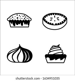 Set of Cake Icon Symbol. Doodle Style.