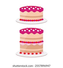 Set Of Cake Icon Vector Design.