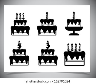 Set of Cake icons. Isolated on white background. Vector illustration