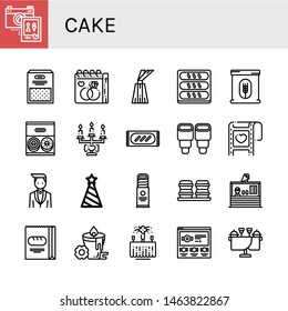 Set of cake icons such as Wedding photo, Semolina, Wedding day, Dessert, Bread, Flour, Donut, Wedding, Pastry, Groom, Party hat, Biscuit, Macaroons, Ice cream shop, Candle , cake