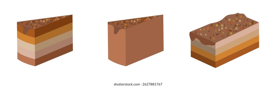 Set of cake pie and cupcake slice icon vector illustration
