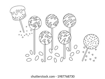 Set of cake pops on background.