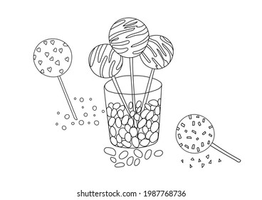 Set of cake pops on background.