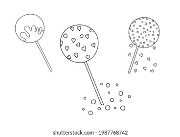 Set of cake pops on background.