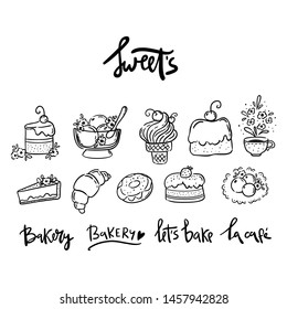 Set of cake and sweets icon/ bakery shop