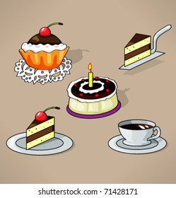 Set with cakes