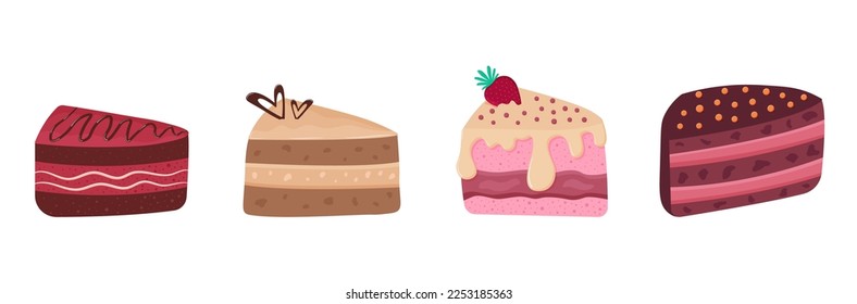 Set of cakes, baking for Valentine's Day, festive confectionery