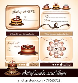 set of cake's card design