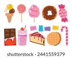 Set Of Cakes and Desserts