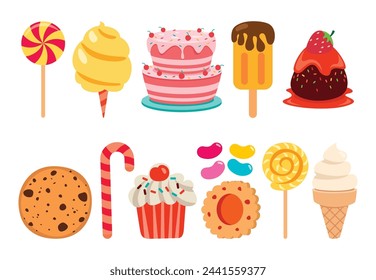 Set Of Cakes and Desserts