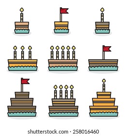 Set of cakes. Vector illustration.