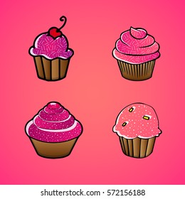 Set of cakes.Vector illustration.
