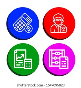 Set of calculation icons. Such as Calculator, Broker, Maths, Abacus , calculation icons