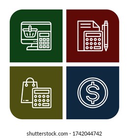 Set of calculation icons. Such as Calculator, Budget , calculation icons