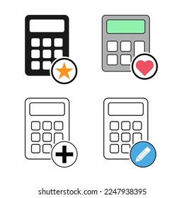 Set of Calculator icon, mathematics web button vector illustration. Internet website finance technology design .