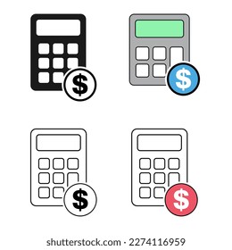 Set of Calculator icon, mathematics web button vector illustration. Internet website finance technology design .
