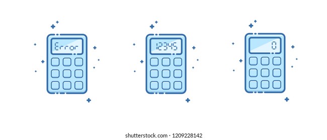 Set of calculator icon. Vector illustration. Flat linear design.