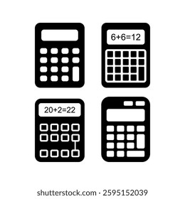 Set of Calculator Icons with Mathematical Equations