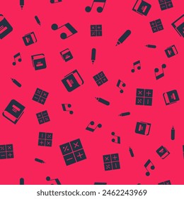 Set Calculator, Music note, tone, Book and Marker pen on seamless pattern. Vector