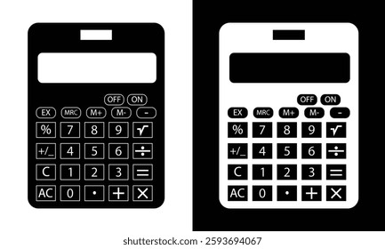 Set of calculator vector icon. Silhouette of calculator for business concept, mathematics, plus, minus, divide and multiply calculator accounting finance symbol. Vector illustration.