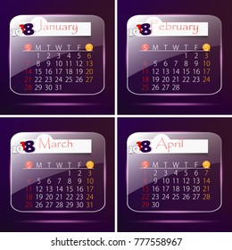 Set of Calendar for 2018 year, editable template poster and calendar design, vector illustration...