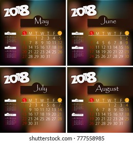 Set of Calendar for 2018 year, editable template poster and calendar design, vector illustration...