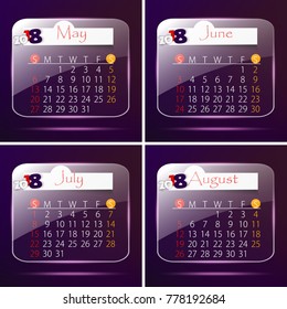 Set of Calendar for 2018 year, editable template poster and calendar design, vector illustration...