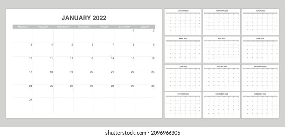 set calendar 2022 with simple and modern design