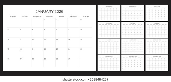 set calendar 2026 with simple and modern design