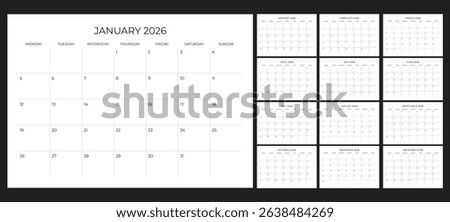 set calendar 2026 with simple and modern design