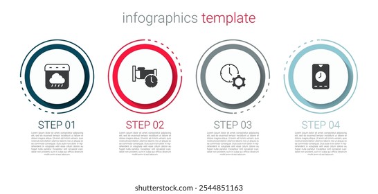 Set Calendar autumn, Time to sleep, management and Alarm clock app mobile. Business infographic template. Vector