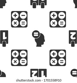 Set Calendar, Calculation and Calculator on seamless pattern. Vector
