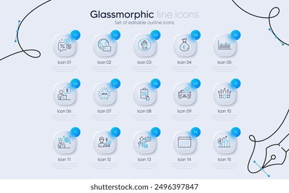 Set of Calendar, Car leasing and Euro rate line icons for web app. Internet pay, Bid offer, Crown icons. Business growth, Business person, Discounts chat signs. Money diagram. Vector