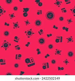 Set Calendar and clock, Alarm,  and Clock 24 hours on seamless pattern. Vector