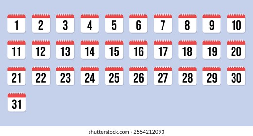 Set of Calendar date all days of year. Calendar Icon