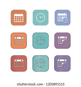 Set of calendar and date timer icon symbol.