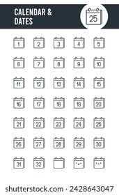 Set of Calendar and Dates Icons.