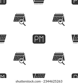 Set Calendar, Day time and search on seamless pattern. Vector