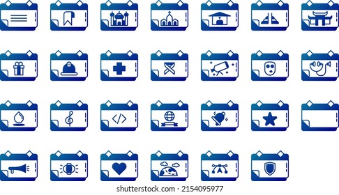 set calendar event icon with transparent background