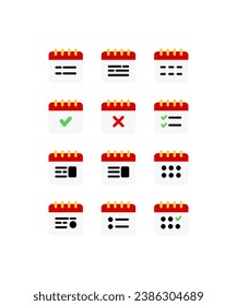 Set of Calendar icon. Business appointment, planner, agenda, meeting concepts. Flat vector design isolated illustration.