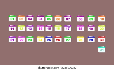 Juego de iconos de calendario para cada día
