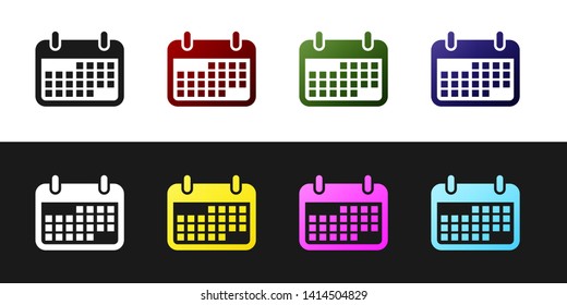 Set Calendar icon isolated on black and white background. Vector Illustration