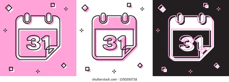 Set Calendar icon isolated on pink and white, black background.  Vector Illustration