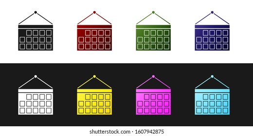 Set Calendar icon isolated on black and white background. Event reminder symbol.  Vector Illustration