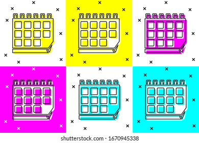 Set Calendar icon isolated on color background. Event reminder symbol.  Vector Illustration