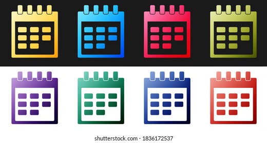 Set Calendar icon isolated on black and white background. Vector.
